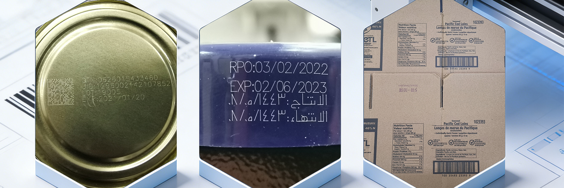 Beverage coding solutions for bottles cans cartons and labels with traceability and wet surface printing capability