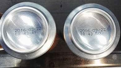 metal can CIJ date coding on curved surfaces metal can CIJ date coding on curved surfaces