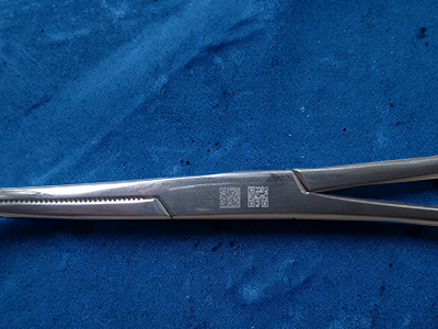 Medical instruments (surgical clamps) high resolution QR code